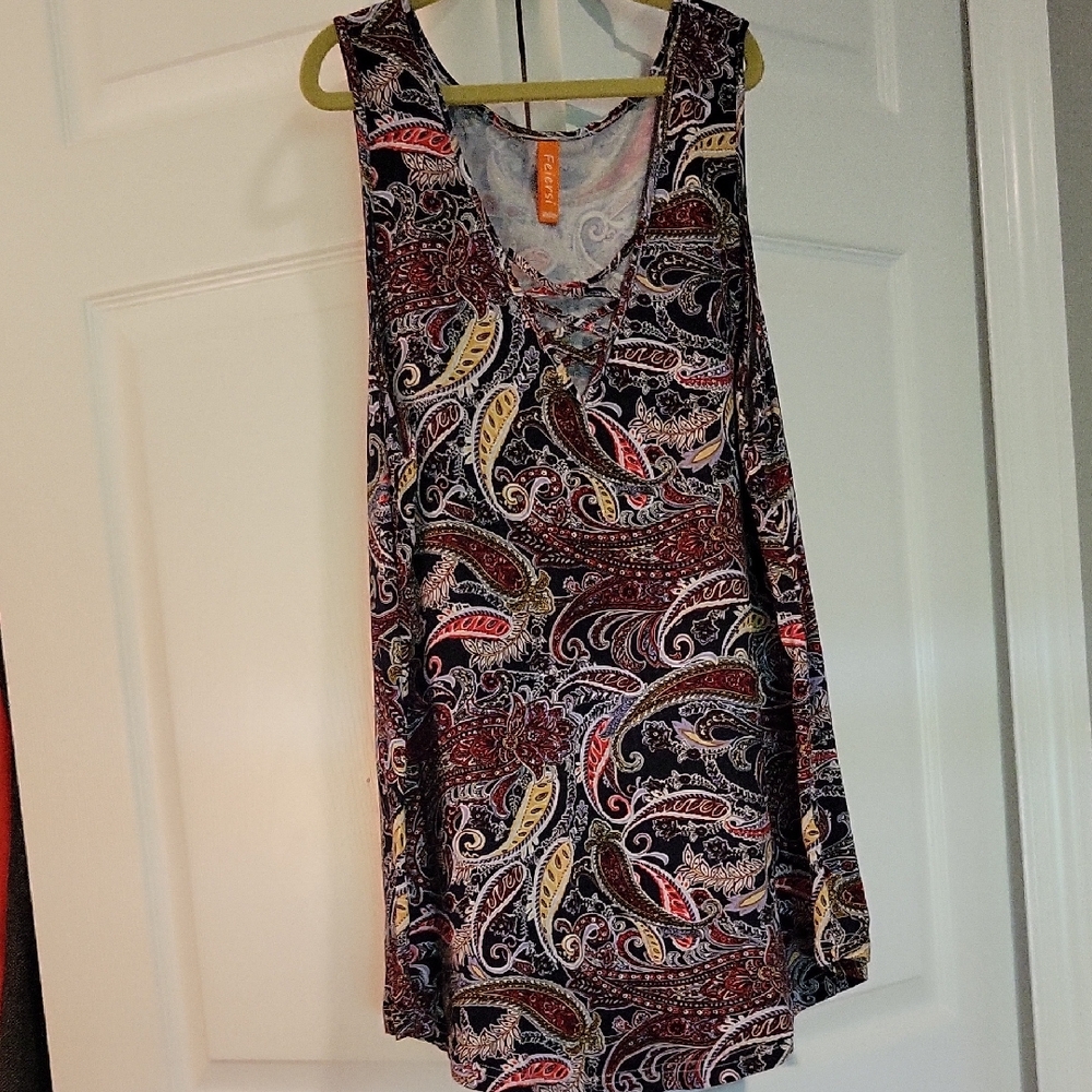 Paisley Print Sleeveless Top